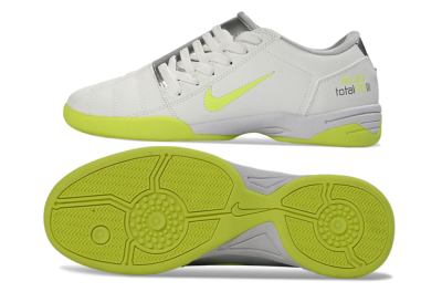 Nike Total 90 III IC Indoor & Futsal Soccer Shoes - White/Neon Yellow/Metallic Silver