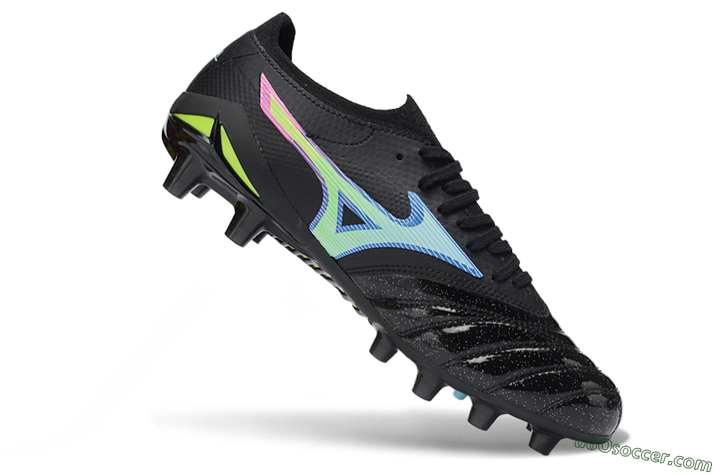 Mizuno Morelia Neo 3 FG Firm Ground Soccer Cleats - Black/Electric Blue/Lime Green 4