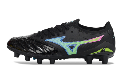 Mizuno Morelia Neo 3 FG Firm Ground Soccer Cleats - Black/Electric Blue/Lime Green