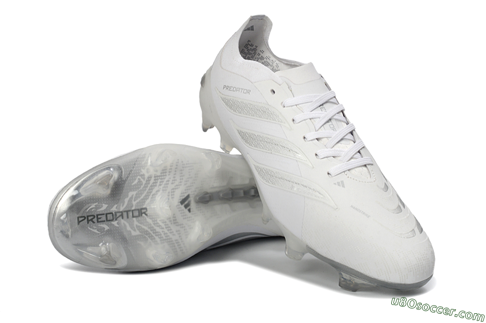 Adidas Predator 26 Elite FG Firm Ground Soccer Cleats - White/Silver Mist/Cloud Grey 4