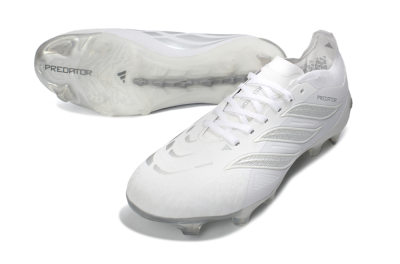 Adidas Predator 26 Elite FG Firm Ground Soccer Cleats - White/Silver Mist/Cloud Grey