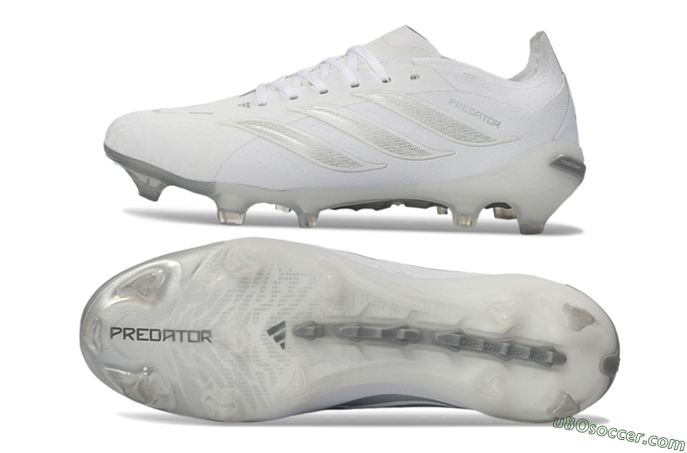 Adidas Predator 26 Elite FG Firm Ground Soccer Cleats - White/Silver Mist/Cloud Grey 0
