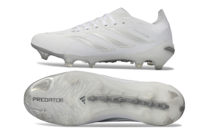 Adidas Predator 26 Elite FG Firm Ground Soccer Cleats - White/Silver Mist/Cloud Grey