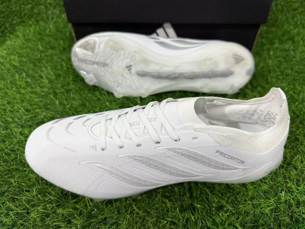 Adidas Predator 26 Elite FG Firm Ground Soccer Cleats - White/Silver Mist/Cloud Grey