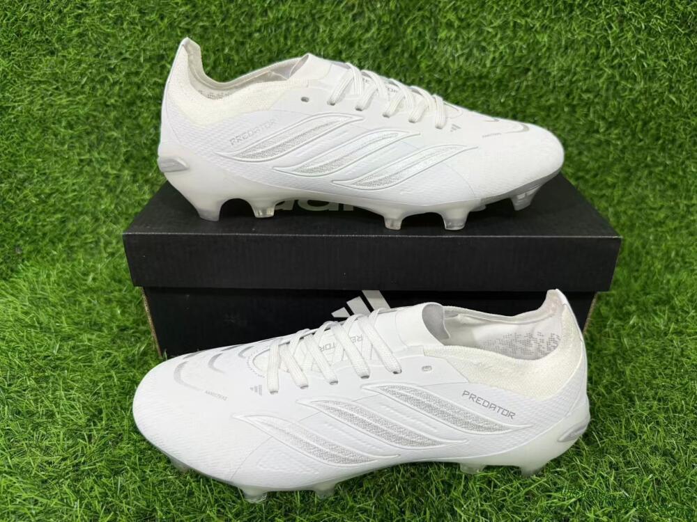 Adidas Predator 26 Elite FG Firm Ground Soccer Cleats - White/Silver Mist/Cloud Grey