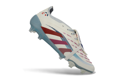Adidas Predator 25 Elite Fold-Over Tongue FG Firm Ground Soccer Cleats - White/Crimson/Slate