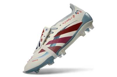 Adidas Predator 25 Elite Fold-Over Tongue FG Firm Ground Soccer Cleats - White/Crimson/Slate