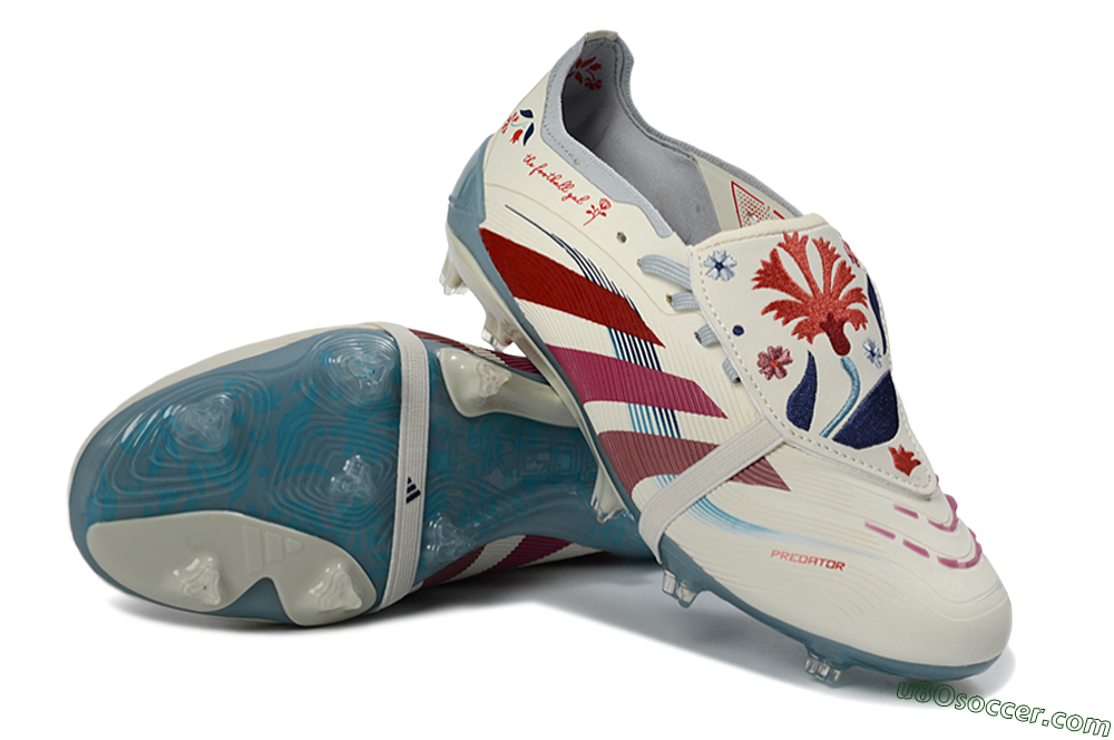 Adidas Predator 25 Elite Fold-Over Tongue FG Firm Ground Soccer Cleats - White/Crimson/Slate 4