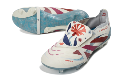 Adidas Predator 25 Elite Fold-Over Tongue FG Firm Ground Soccer Cleats - White/Crimson/Slate