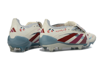 Adidas Predator 25 Elite Fold-Over Tongue FG Firm Ground Soccer Cleats - White/Crimson/Slate
