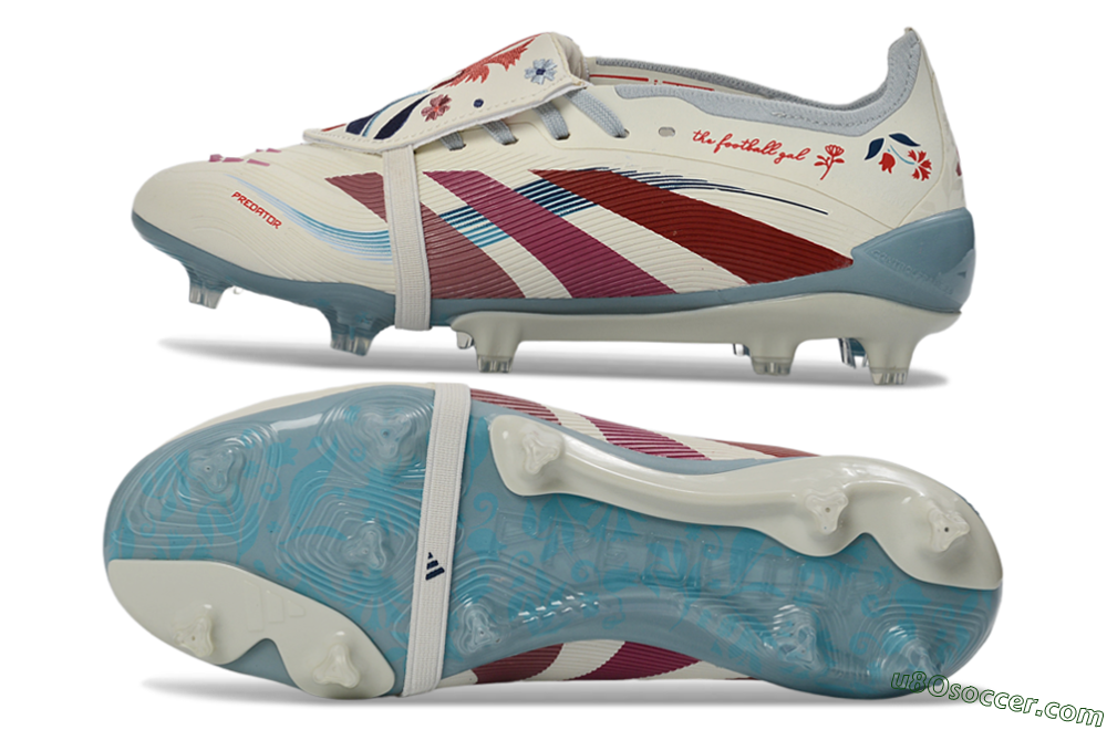 Adidas Predator 25 Elite Fold-Over Tongue FG Firm Ground Soccer Cleats - White/Crimson/Slate 0