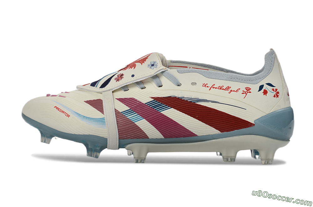 Adidas Predator 25 Elite Fold-Over Tongue FG Firm Ground Soccer Cleats - White/Crimson/Slate 2