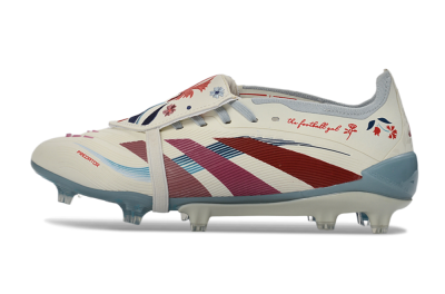 Adidas Predator 25 Elite Fold-Over Tongue FG Firm Ground Soccer Cleats - White/Crimson/Slate