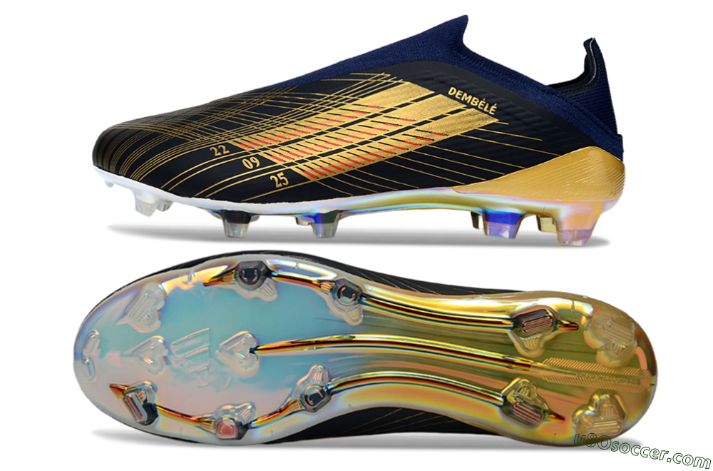 Dembélé x Adidas F50 Elite Laceless FG Firm Ground Soccer Cleats - Navy/Gold/Red 0