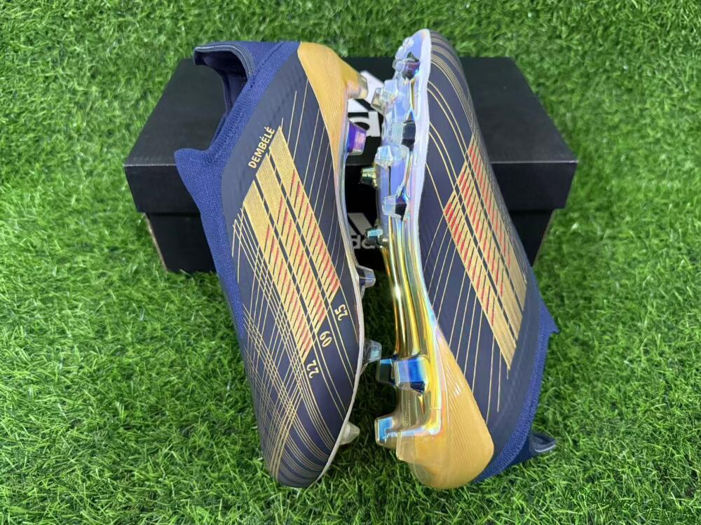 Dembélé x Adidas F50 Elite Laceless FG Firm Ground Soccer Cleats - Navy/Gold/Red