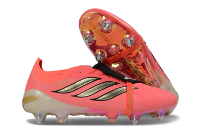 Adidas Predator 26 Elite Fold-Over Tongue SG Soft Ground Soccer Cleats - Pink/Bright Coral/Metallic Gold