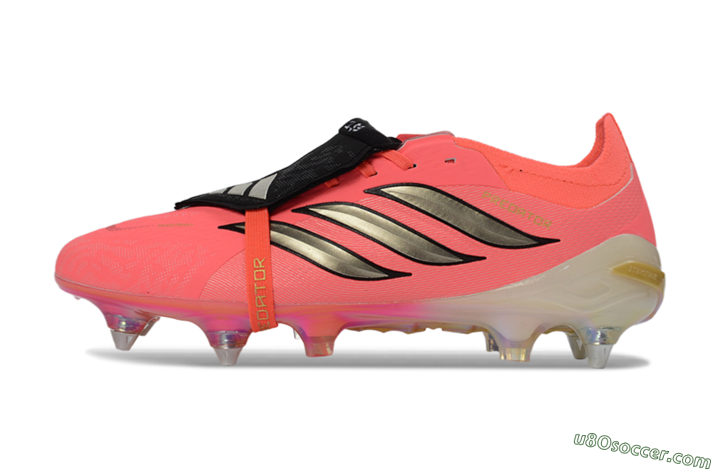 Adidas Predator 26 Elite Fold-Over Tongue SG Soft Ground Soccer Cleats - Pink/Bright Coral/Metallic Gold 2