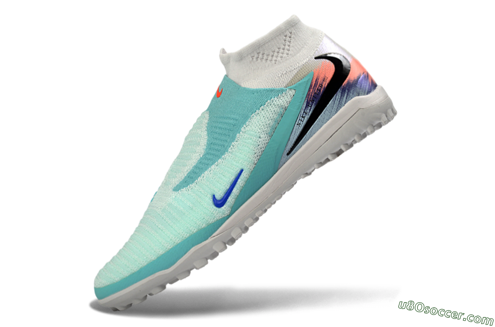 Nike Phantom 6 Elite High TF Artificial Turf Soccer Shoes - Aqua/Coral Splash/Deep Blue 5