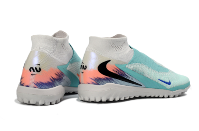 Nike Phantom 6 Elite High TF Artificial Turf Soccer Shoes - Aqua/Coral Splash/Deep Blue