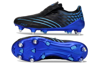 Adidas F50 Spider Elite SG Soft Ground Soccer Cleats - Black/Electric Blue/Graphite