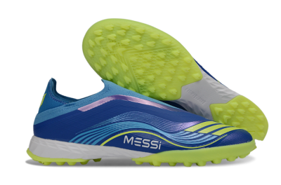 Messi x Adidas F50 Pro Laceless TF Artificial Turf Soccer Shoes - Blue/Lime Green/Light Blue