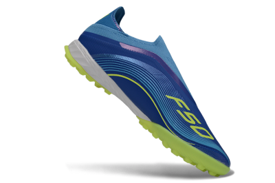 Messi x Adidas F50 Pro Laceless TF Artificial Turf Soccer Shoes - Blue/Lime Green/Light Blue