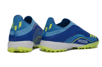 Messi x Adidas F50 Pro Laceless TF Artificial Turf Soccer Shoes - Blue/Lime Green/Light Blue