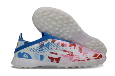 Adidas F50 Pro Laceless TF Artificial Turf Soccer Shoes - Pink/Coral Breeze/Frosted Blue