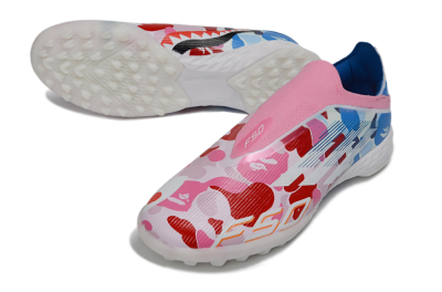 Adidas F50 Pro Laceless TF Artificial Turf Soccer Shoes - Pink/Coral Breeze/Frosted Blue