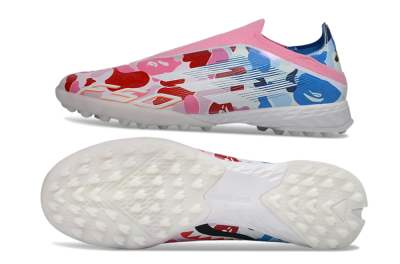 Adidas F50 Pro Laceless TF Artificial Turf Soccer Shoes - Pink/Coral Breeze/Frosted Blue