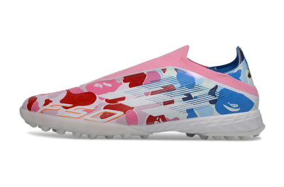 Adidas F50 Pro Laceless TF Artificial Turf Soccer Shoes - Pink/Coral Breeze/Frosted Blue