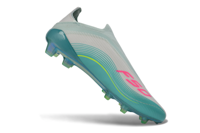 Messi x Adidas F50 Elite Laceless FG Firm Ground Soccer Cleats - Aqua/Neon Green/Pink
