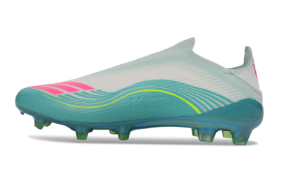Messi x Adidas F50 Elite Laceless FG Firm Ground Soccer Cleats - Aqua/Neon Green/Pink