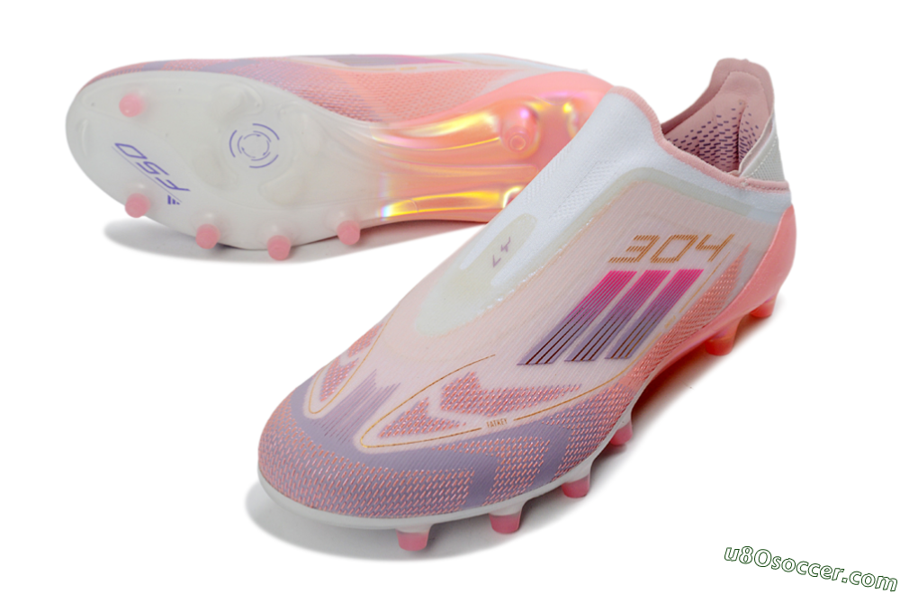 Adidas F50 304 Elite Laceless AG Artificial Grass Soccer Cleats - Pink/Coral Pink/Soft Lilac 3