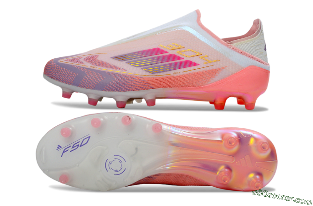 Adidas F50 304 Elite Laceless AG Artificial Grass Soccer Cleats - Pink/Coral Pink/Soft Lilac 0