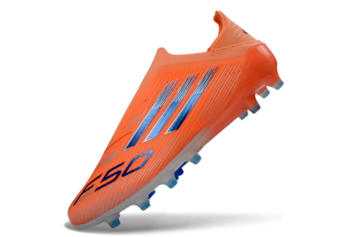 Adidas F50 Elite Laceless AG Artificial Grass Soccer Cleats - Orange/Sky Blue/Flame Orange