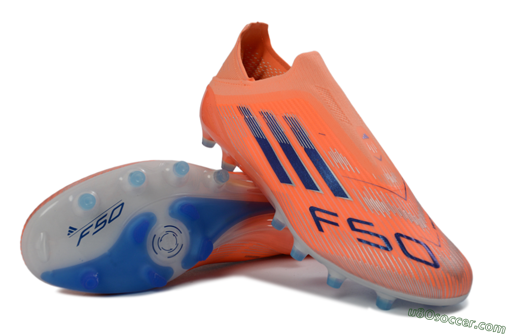Adidas F50 Elite Laceless AG Artificial Grass Soccer Cleats - Orange/Sky Blue/Flame Orange 4