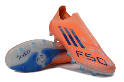 Adidas F50 Elite Laceless AG Artificial Grass Soccer Cleats - Orange/Sky Blue/Flame Orange