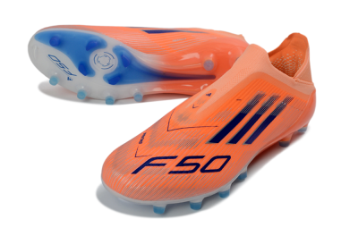 Adidas F50 Elite Laceless AG Artificial Grass Soccer Cleats - Orange/Sky Blue/Flame Orange