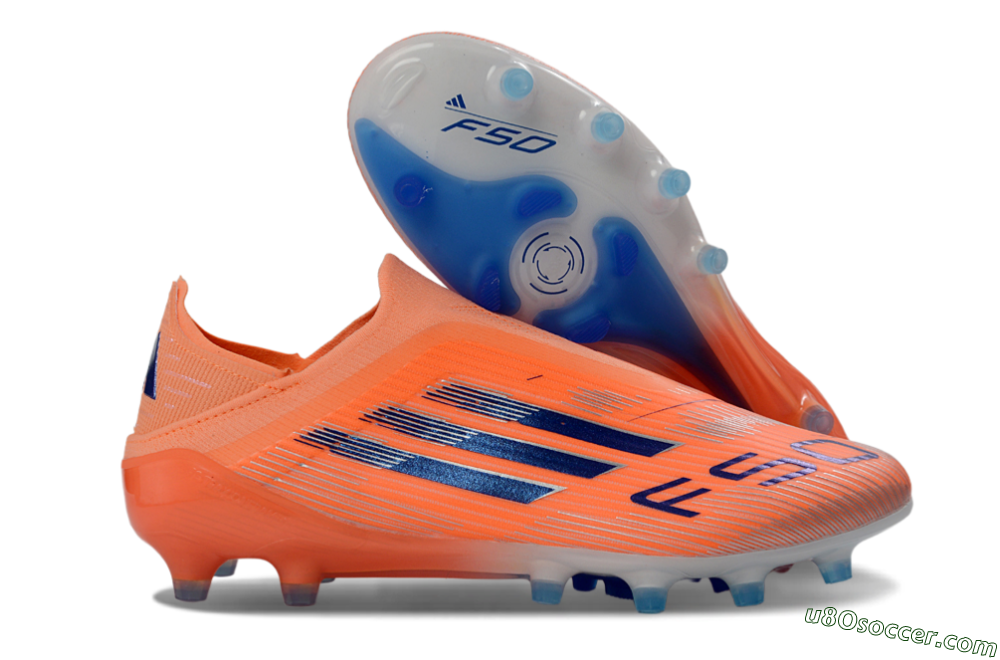 Adidas F50 Elite Laceless AG Artificial Grass Soccer Cleats - Orange/Sky Blue/Flame Orange 1