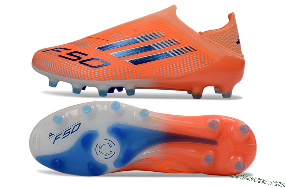 Adidas F50 Elite Laceless AG Artificial Grass Soccer Cleats - Orange/Sky Blue/Flame Orange 0