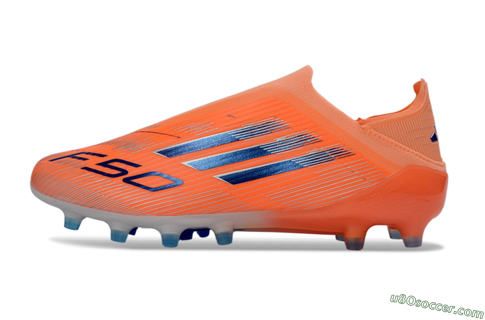 Adidas F50 Elite Laceless AG Artificial Grass Soccer Cleats - Orange/Sky Blue/Flame Orange 2