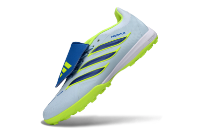 Adidas Predator 26 Elite Fold-Over Tongue TF Artificial Turf Soccer Shoes - Blue/Lime Green/Neon Yellow