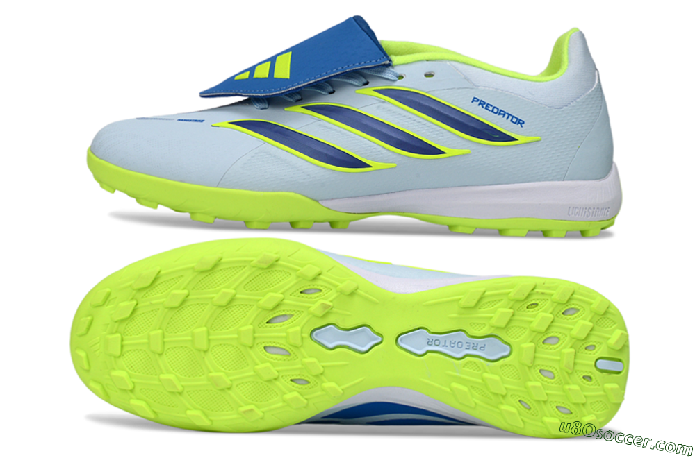Adidas Predator 26 Elite Fold-Over Tongue TF Artificial Turf Soccer Shoes - Blue/Lime Green/Neon Yellow 0
