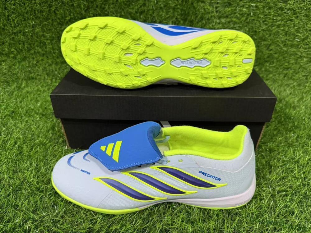 Adidas Predator 26 Elite Fold-Over Tongue TF Artificial Turf Soccer Shoes - Blue/Lime Green/Neon Yellow