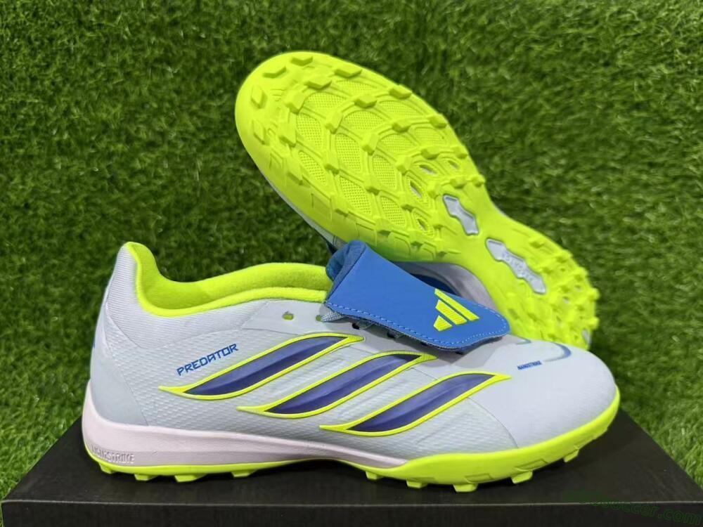 Adidas Predator 26 Elite Fold-Over Tongue TF Artificial Turf Soccer Shoes - Blue/Lime Green/Neon Yellow