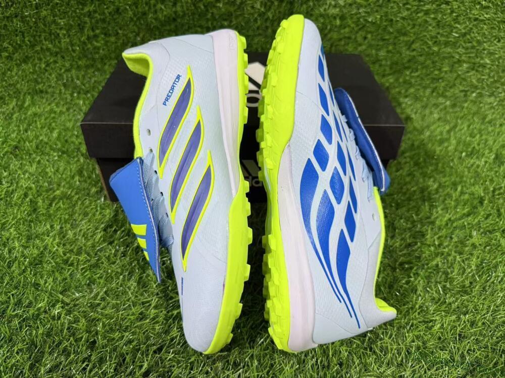 Adidas Predator 26 Elite Fold-Over Tongue TF Artificial Turf Soccer Shoes - Blue/Lime Green/Neon Yellow