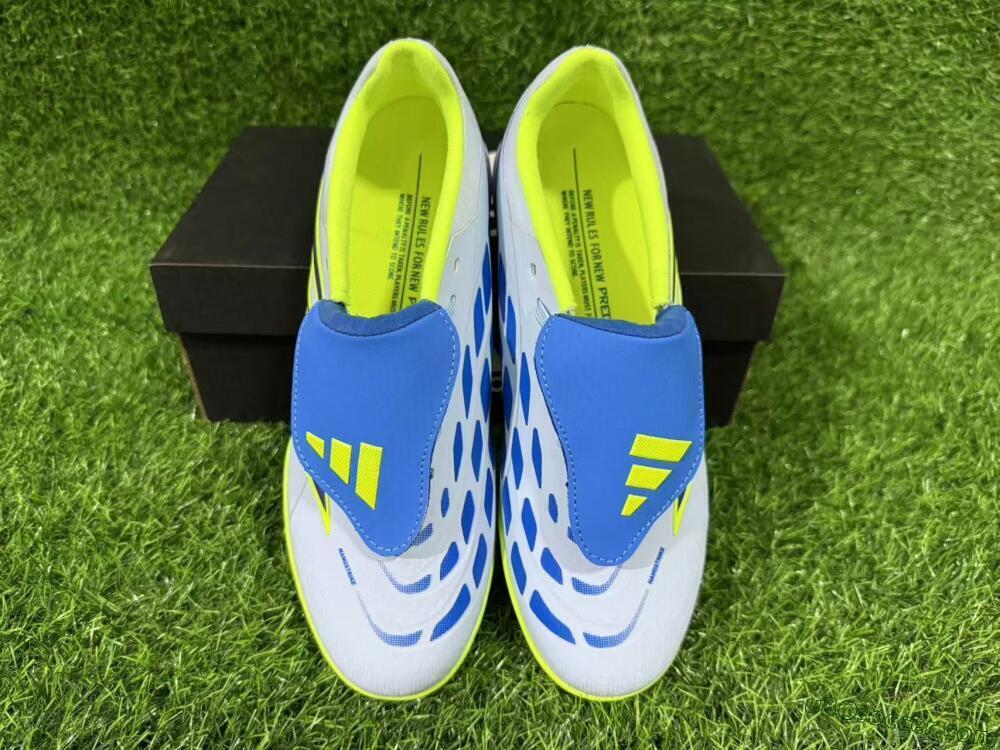 Adidas Predator 26 Elite Fold-Over Tongue TF Artificial Turf Soccer Shoes - Blue/Lime Green/Neon Yellow