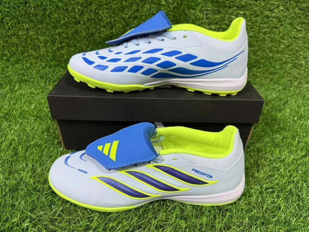 Adidas Predator 26 Elite Fold-Over Tongue TF Artificial Turf Soccer Shoes - Blue/Lime Green/Neon Yellow