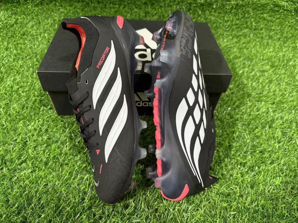 Adidas Predator 26 Elite FG Firm Ground Soccer Cleats - Black/Vibrant Red/Crystal White